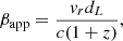 $$ \begin{aligned}&\beta _{\rm app} = \dfrac{v_r d_L}{c(1+z)}, \end{aligned} $$