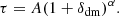 $$ \begin{aligned} \tau = A(1+\delta _{\rm dm})^\alpha . \end{aligned} $$