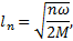 Mathematical equation: ${l_n} = \sqrt {{{n\omega } \over {2M}}} ,$
