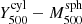 $ Y^{\mathrm{cyl}}_{500} - M^{\mathrm{sph}}_{500} $