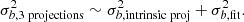 $$ \begin{aligned} \sigma _{b, \mathrm{3\; projections}}^2 \sim \sigma _{b, \mathrm{intrinsic \; proj}}^2 + \sigma _{b, \mathrm{fit}}^2 . \end{aligned} $$