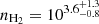 Mathematical equation: $ n_{\mathrm{H_2}}=10^{3.6^{+1.3}_{-0.8}} $