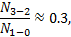 ${{{{N_{3 - 2}}} \over {{N_{1 - 0}}}} \approx 0.3,}$