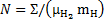 $N = \Sigma /\left( {{{\rm{\mu }}_{{{\rm{H}}_2}}}{{\rm{m}}_{\rm{H}}}} \right)$