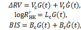 $\matrix{ {\,\,\,\,\,\,\Delta RV = {V_{\rm{c}}}G(t) + {V_{\rm{r}}}\dot G(t),} \hfill \cr {\log R_{{\rm{HK}}}^\prime = {L_{\rm{c}}}G(t),} \hfill \cr {\,\,\,\,\,\,\,BIS = {B_{\rm{c}}}G(t) + {B_{\rm{r}}}\dot G(t),} \hfill \cr } $