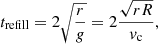$$ \begin{aligned} t_{\rm refill}=2\sqrt{\frac{r}{g}}=2\frac{\sqrt{rR}}{v_{\rm c}}, \end{aligned} $$