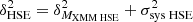 Mathematical equation: $$ \begin{aligned} \delta _{\mathrm{HSE} }^2 = \delta _{M_{\rm XMM \; HSE }}^2 + \sigma _{\rm sys\; HSE }^2 \end{aligned} $$