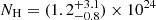 $ N_{\mathrm{H}}=(1.2_{-0.8}^{+3.1})\times10^{24} $