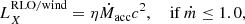 $$ \begin{aligned} L^\mathrm{RLO/wind}_{X} = \eta \dot{M}_{\rm acc} c^2, \ \ \ \text{ if}\ \dot{m} \le 1.0, \end{aligned} $$
