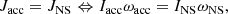 $$ \begin{aligned} J_{\rm acc} = J_{\rm NS} \Leftrightarrow I_{\rm acc} \omega _{\rm acc} = I_{\rm NS} \omega _{\rm NS}, \end{aligned} $$