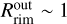Mathematical equation: $R_{{\rm{rim}}}^{{\rm{out}}}\~1$