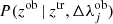 $ P({z^{\rm ob}}\,|\,{z^{\rm tr}}, \Delta {\lambda_j^{\rm ob}}) $