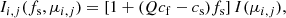 $$ \begin{aligned} I_{i,j} (f_{\rm s}, \mu _{i,j}) = \left[1 + (Q c_{\rm f} - c_{\rm s}) f_{\rm s}\right] I (\mu _{i,j}), \end{aligned} $$