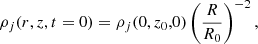 $$ \begin{aligned} \rho _j(r,z,t=0) = \rho _{j}(0,z_0,0) \left(\frac{R}{R_0}\right)^{-2}, \end{aligned} $$
