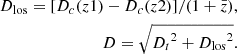 Mathematical equation: $$ \begin{aligned} D_{\rm los} = [D_c(z1)-D_c(z2)]/(1+\bar{z}), \\ D = \sqrt{{D_t}^2+{D_{\rm los}}^2}. \end{aligned} $$