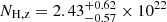 $ N_{\mathrm{H, z}} = 2.43^{+0.62}_{-0.57} \times 10^{22} $