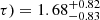 $ \tau) = 1.68^{+0.82}_{-0.83} $