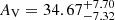 $ A_{\mathrm{V}} = 34.67^{+7.70}_{-7.32} $
