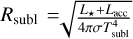 ${R_{{\rm{subl}}}} = \sqrt {{{{L_ \star } + {L_{{\rm{acc}}}}} \over {4\pi \sigma T_{{\rm{suble}}}^4}}} $