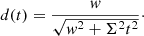 $$ \begin{aligned} d(t)=\frac{{ w}}{\sqrt{{ w}^2+\Sigma ^2 t^2}}\cdot \end{aligned} $$
