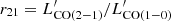 Mathematical equation: $ r_{21} = L^\prime_{\rm CO(2{-}1)}/L^\prime_{\rm CO(1{-}0)} $