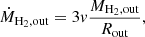 Mathematical equation: $$ \begin{aligned} \dot{M}_{\rm H_2,out} = 3v\frac{M_{\rm H_2,out}}{R_{\rm out}}, \end{aligned} $$