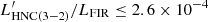 Mathematical equation: $ L^\prime_{\rm HNC(3{-}2)}/L_{\rm FIR}\leq 2.6\times 10^{-4} $