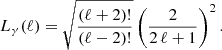$$ \begin{aligned} L_\gamma (\ell )=\sqrt{\frac{(\ell +2)!}{(\ell -2)!}}\left(\frac{2}{2\,\ell +1}\right)^2. \end{aligned} $$