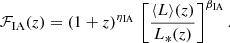 $$ \begin{aligned} {\mathcal{F} }_{\rm IA}(z) = (1+z)^{\eta _{\rm IA}}\, \left[\frac{\langle L \rangle (z)}{L_{*}(z)}\right]^{\beta _{\rm IA}}. \end{aligned} $$