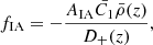 $$ \begin{aligned} f_{\rm IA}=-\frac{A_{\mathrm{IA}}\bar{C_1}\bar{\rho }(z)}{D_+(z)} , \end{aligned} $$