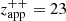 $ z^{++}_{\mathrm{app}}=23 $