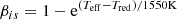 $$ \begin{aligned} \beta _{is} = 1-\mathrm{e}^{(T_{\rm eff}-T_{\rm red})/1550 \mathrm{K}} \end{aligned} $$