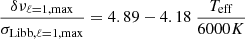 $$ \begin{aligned} \frac{\delta \nu _{\rm \ell =1,max}}{\sigma _{\rm Libb,\ell =1,max}} = 4.89-4.18~\frac{T_{\rm eff}}{6000 K} \end{aligned} $$