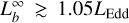 Mathematical equation: $L_b^\infty \mathbin{\lower.3ex\hbox{$\buildrel>\over {\smash{\scriptstyle\sim}\vphantom{_x}}$}} 1.05{L_{{\rm{Edd }}}},$