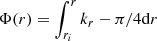 $ \Phi(r) = \int_{r_i}^r k_r -\pi/4{\rm d}r $