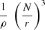 $ \frac{1}{\rho} \;\left( \frac{N}{r} \right)^3 $