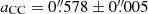 $ a_{\mathrm{CC}} = 0{{\overset{\prime\prime}{.}}}578\pm0{{\overset{\prime\prime}{.}}}005 $