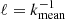 $ \ell = k_{\mathrm{mean}}^{-1} $