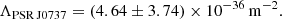 $$ \begin{aligned} \Lambda _{\rm PSR\,J0737} = (4.64 \pm 3.74) \times 10^{-36} \, \mathrm{m}^{-2}. \end{aligned} $$