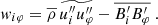 $$ \begin{aligned} { w}_{i \varphi }&= \overline{\rho } \, \widetilde{u_i^{\prime \prime } u_\varphi ^{\prime \prime } } - \overline{B_i^\prime B_\varphi ^\prime }\ .\end{aligned} $$