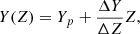 Mathematical equation: $$ \begin{aligned} Y(Z)=Y_p + \frac{\Delta Y}{\Delta Z} Z, \end{aligned} $$