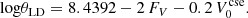 Mathematical equation: $$ \begin{aligned}&\mathrm{log}\theta _{\mathrm{LD}} = 8.4392 - 2\,F_V - 0.2\,V^\mathrm{cse}_0. \end{aligned} $$