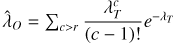 Mathematical equation: ${\lambda _O} = \sum\limits_{ \odot r} {{{\lambda _T^c} \over {(c - 1)!}}} {e^{ - {\lambda _T}}}$