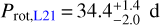 Mathematical equation: ${P_{{\rm{rot}},{\rm{L}}21}} = 34.4_{ - 2.0}^{ + 1.4}\,\,{\rm{d}}$
