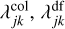 Mathematical equation: $\lambda _{jk}^{{\rm{coI}}},\lambda _{jk}^{{\rm{df}}},$