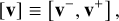 Mathematical equation: $[{\bf{v}}] \equiv \left[ {{{\bf{v}}^ - },{{\bf{v}}^ + }} \right],$