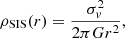 Mathematical equation: $$ \begin{aligned} \rho _{\text{SIS}}(r)=\frac{\sigma _v^2}{2\pi G r^2}, \end{aligned} $$