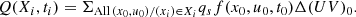 $$ \begin{aligned} Q(X_i,t_i) = \Sigma _{\mathrm{All} \,(x_0, u_0) / (x_i) \in X_i} q_s {f(x_0,u_0,t_0) \Delta (UV)_0}. \end{aligned} $$