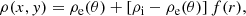 Mathematical equation: $$ \begin{aligned} \rho (x,y) = \rho _{\rm e}(\theta )+\left[\rho _{\rm i} - \rho _{\rm e}(\theta )\right]f(r), \end{aligned} $$