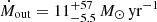 $ {\dot{M}}_{\mathrm{out}} = 11 ^{+57}_{-5.5}\,M_\odot\,\mathrm{yr}^{-1} $
